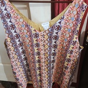 NWOT Tribal Jeans Retro Geometric Print Tank XXL 90s Revival Fall Winter Style